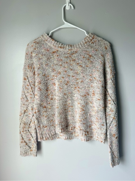 moon & madison Sweaters - Moon&Madison Knit Crewneck Sweater w/ Arm Detailing And Multi-Colored Speckles